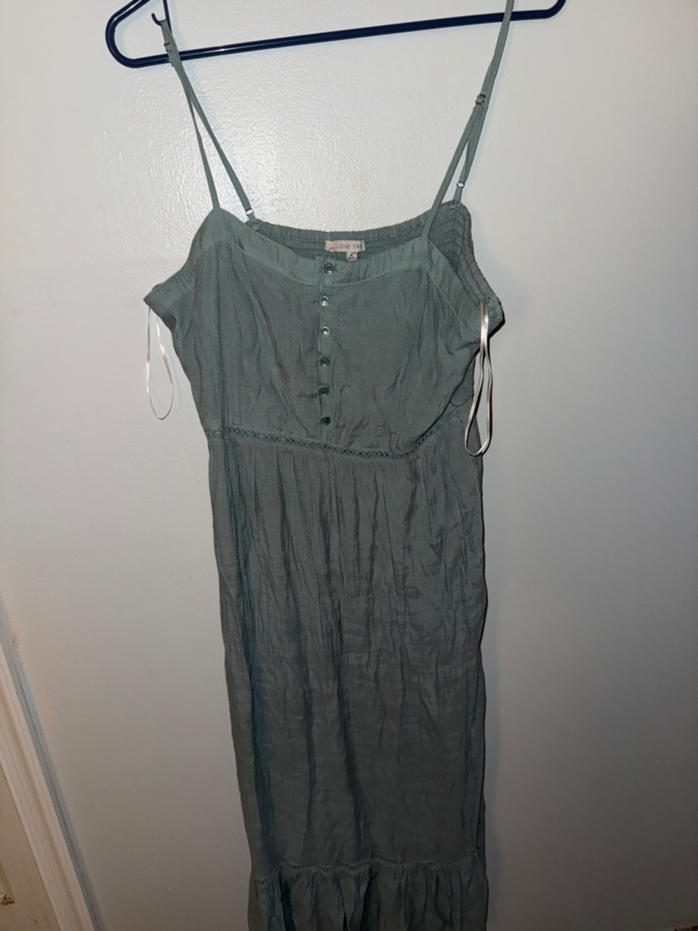 Love Tree Sage Green Spaghetti-Strap Maxi Dress